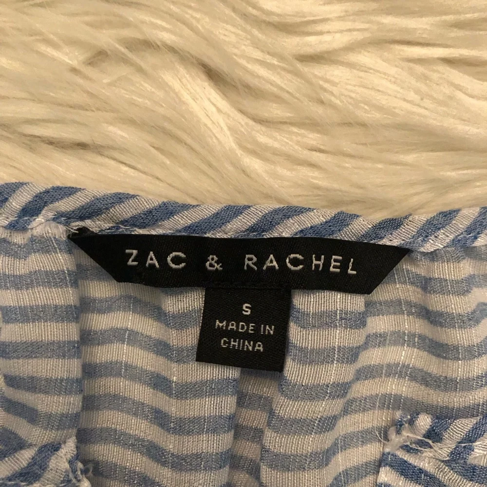Zac & Rachel Boho Semi Sheer Peasant Floral Prints Stripe Puff Sleeves size S